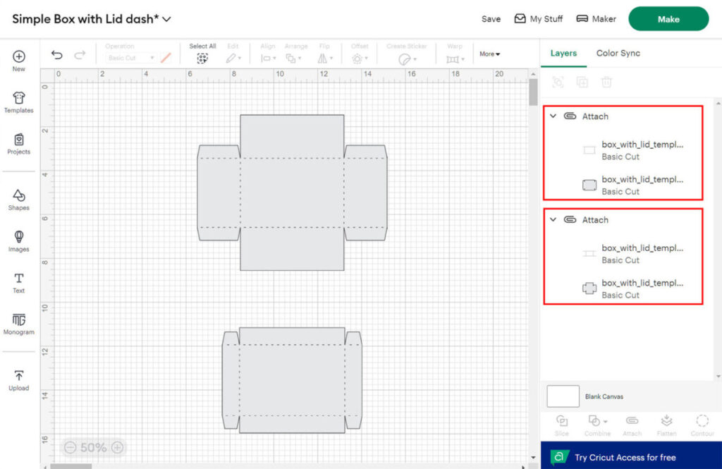 How to cut box SVG templates with Cricut
