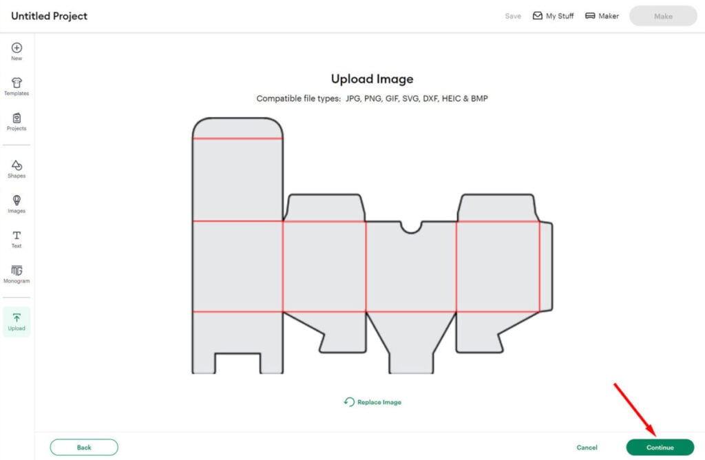 How to upload box SVG templates into Cricut DS
