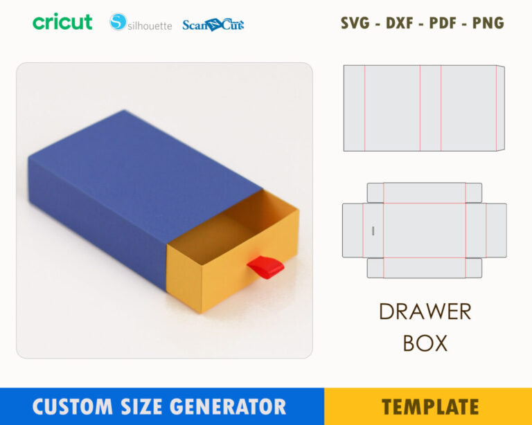 Drawer Box Custom Template SVG DXF PDF PNG