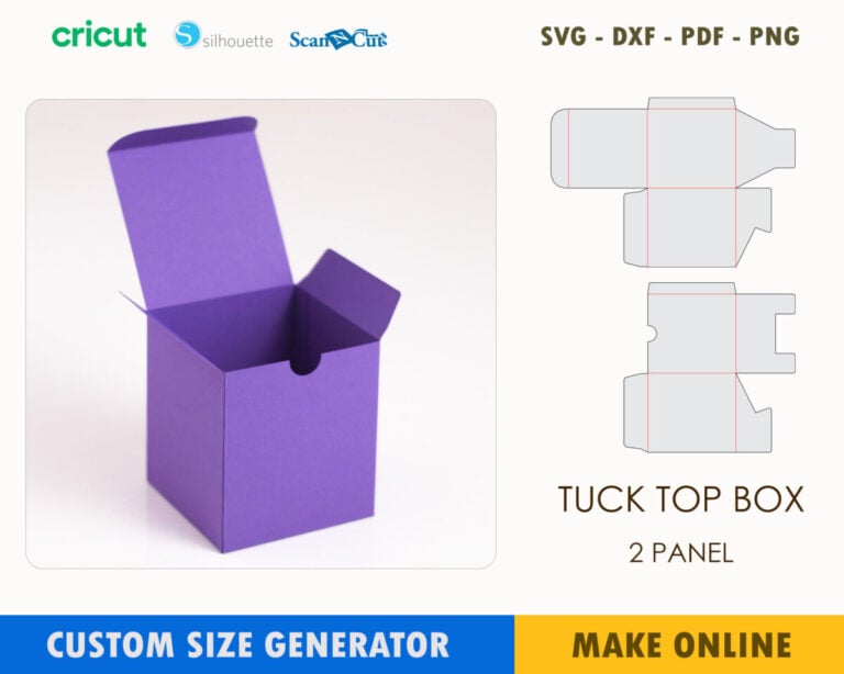 Tuck Top Box Custom Template Maker | SVG DXF PDF PNG