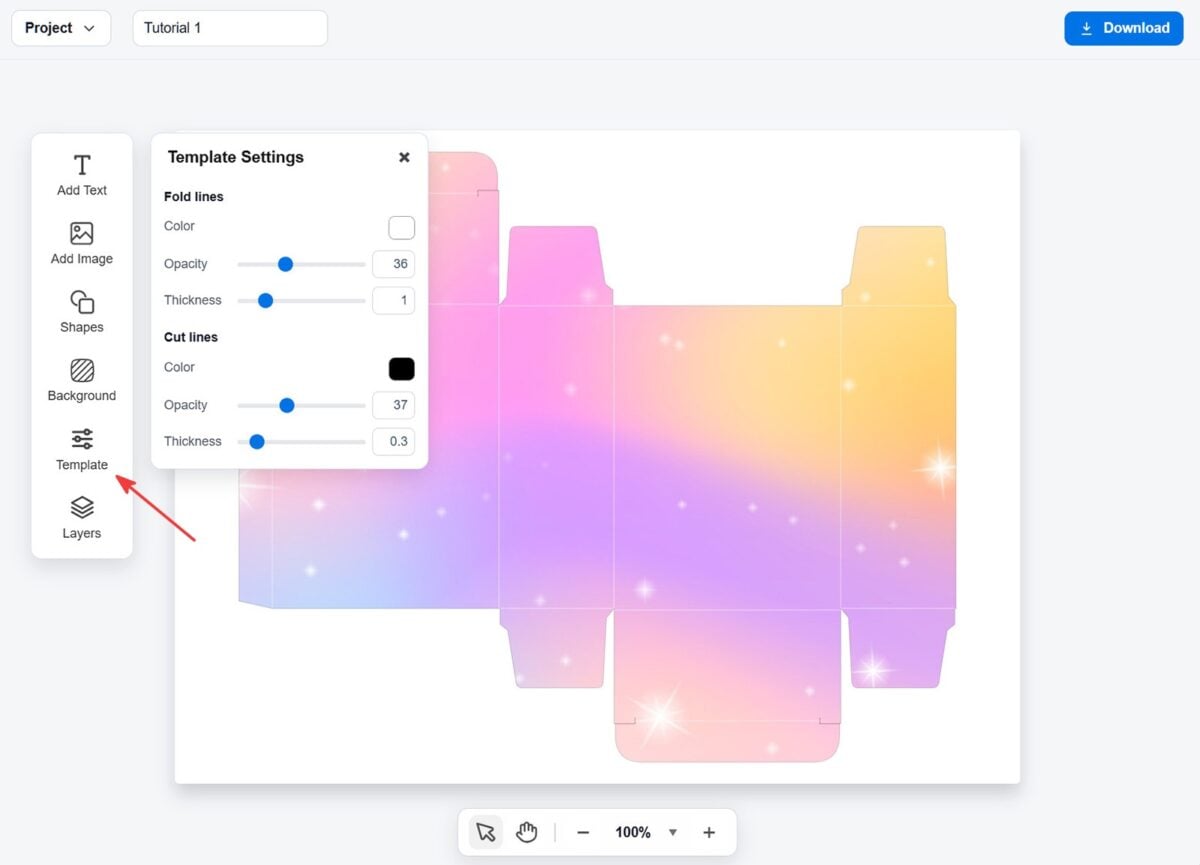 Learn how to design and customize a box template step by step