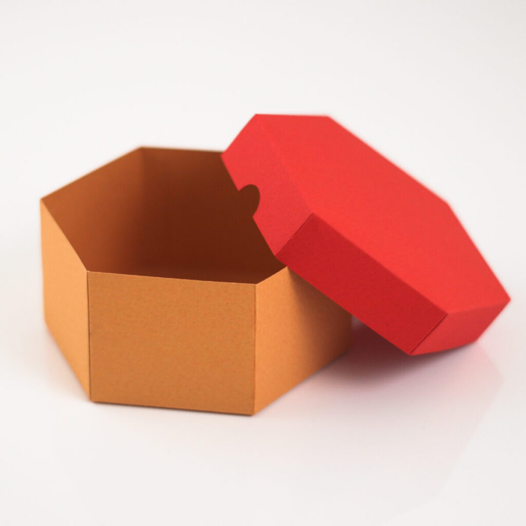 Hexagon Box with Lid Template – Custom Size Generator | SVG DXF PDF PNG