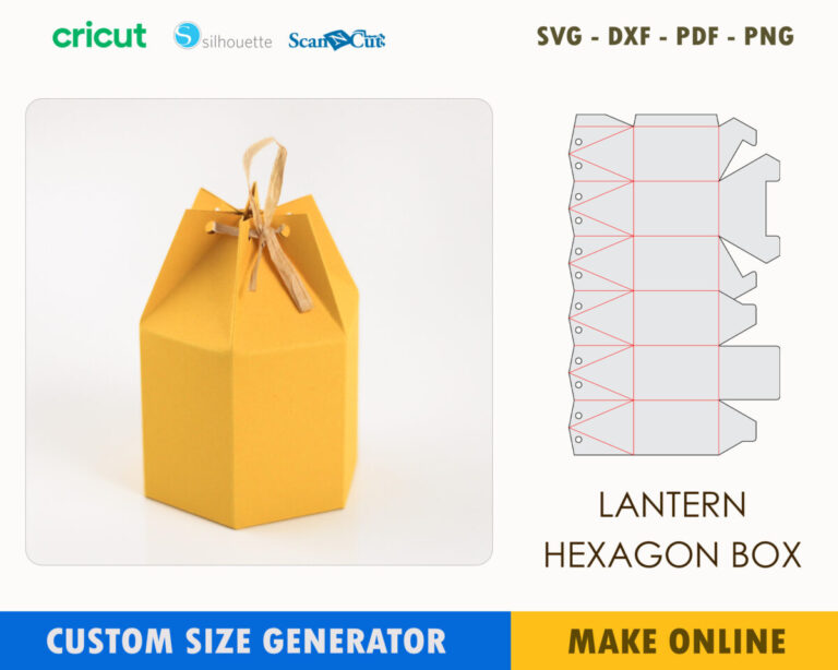 Lantern Hexagon Box Template – Custom Size Generator | SVG DXF PDF PNG