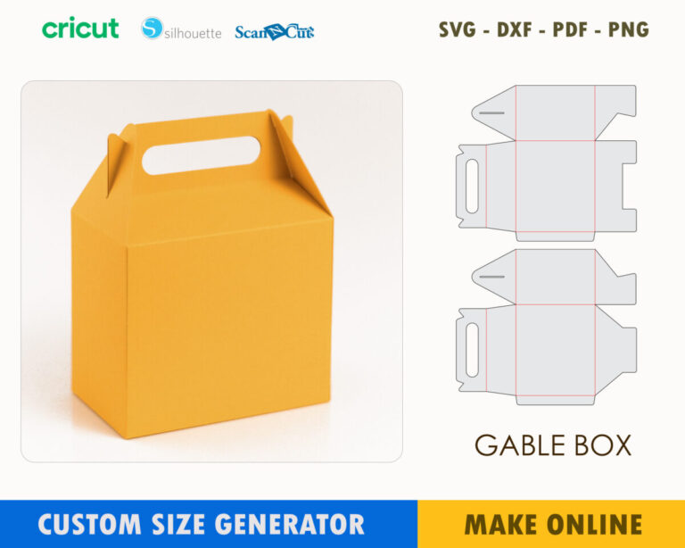 Gable Box 2-Panel Custom Template Maker | SVG DXF PDF PNG
