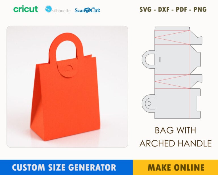 Bag with Arched Handle Custom Template Maker | SVG DXF PDF PNG
