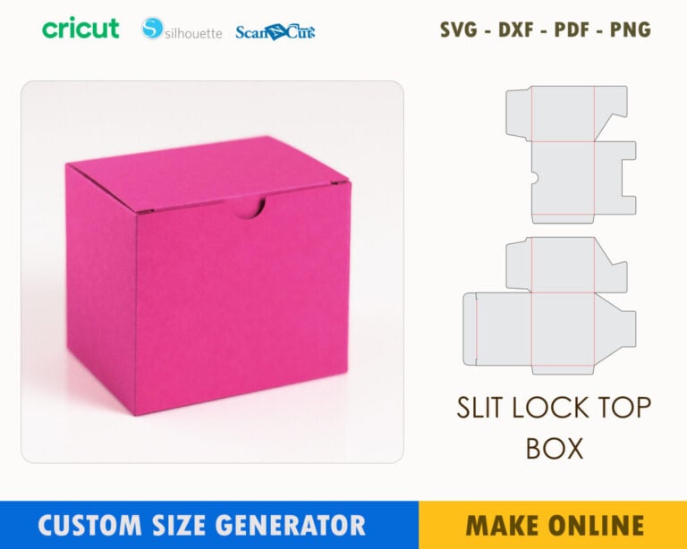 Slit Lock Top Box 2-Panel Custom Template Maker | SVG DXF PDF PNG