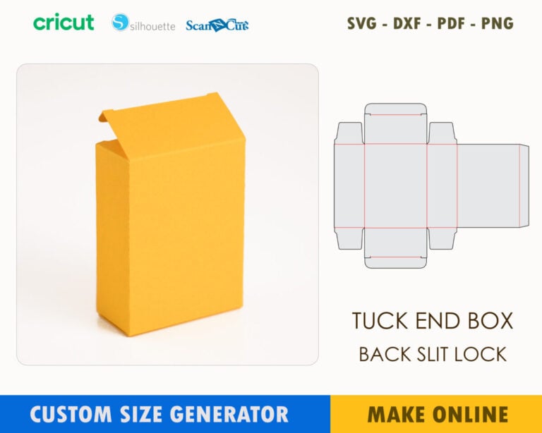 Tuck End Box (Back Slit Lock) Template – Custom Size Generator | SVG DXF PDF PNG